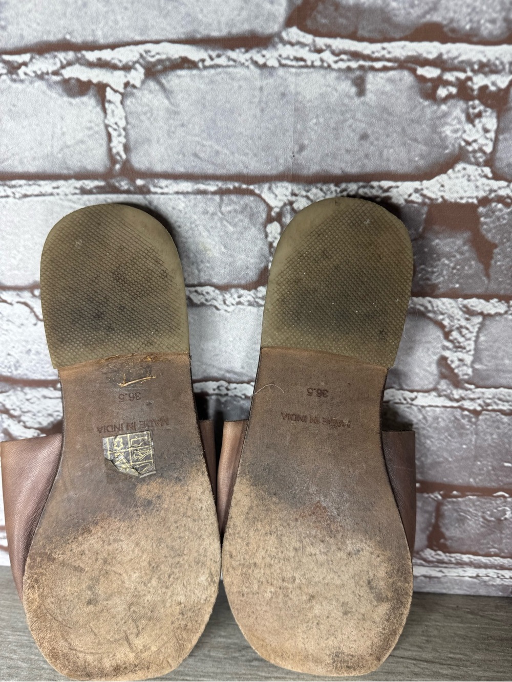 Free People Brown Leather Casual Sandals Slides Slip On Women’s Sz 36.5EU/6M US - Picture 12 of 14
